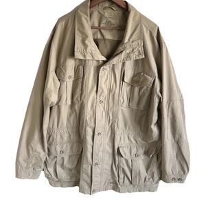 LL Bean Chore Coat Mens XL Field Jacket Military Utility Canvas Tan Workwear
